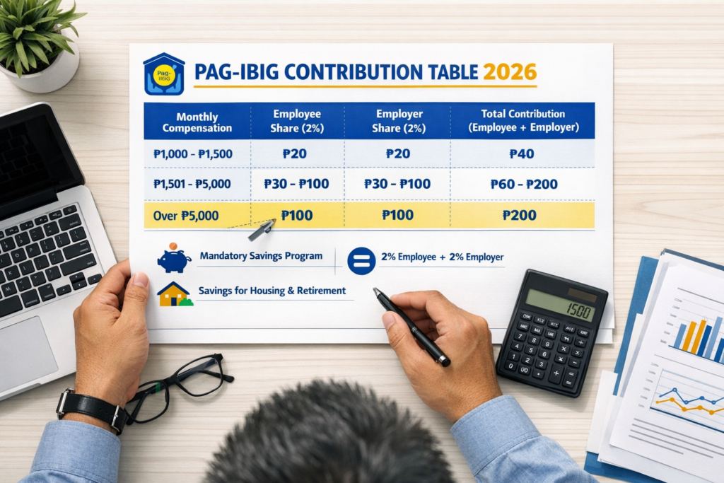 Pag-IBIG Contribution Table 2026