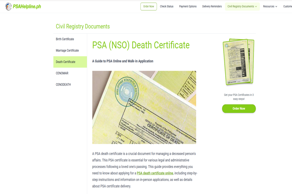 PSA Death Certificate Walk In Requirements Philippines 2026 (Easy & Fast Guide)